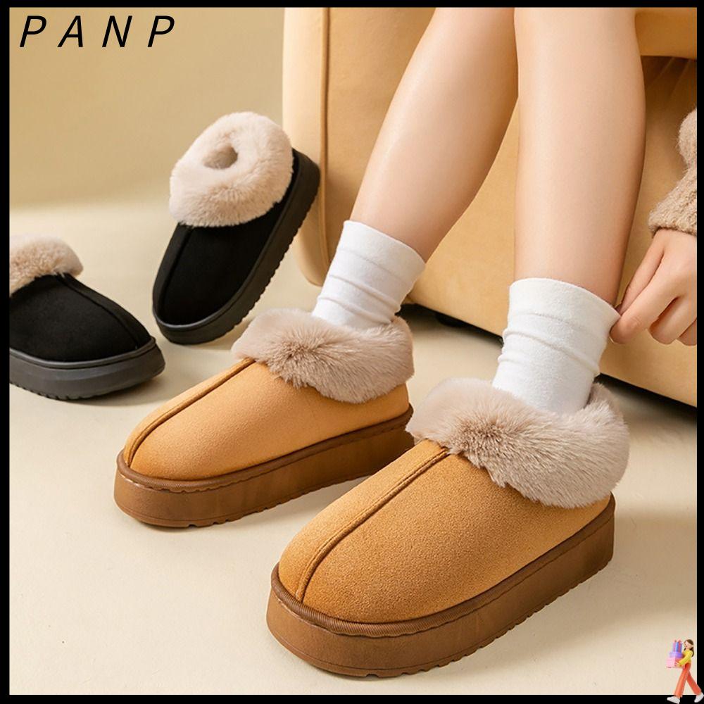 PANP Đồ nhồi bông Giày tuyết Mềm mại Lông thú giả Giày cotton  Đáy dày Giày cao cổ Mùa đông