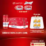Combo 2 Thùng 24 Lon Bia Budweiser Sleek Can Chính Hãng (330ml/lon)