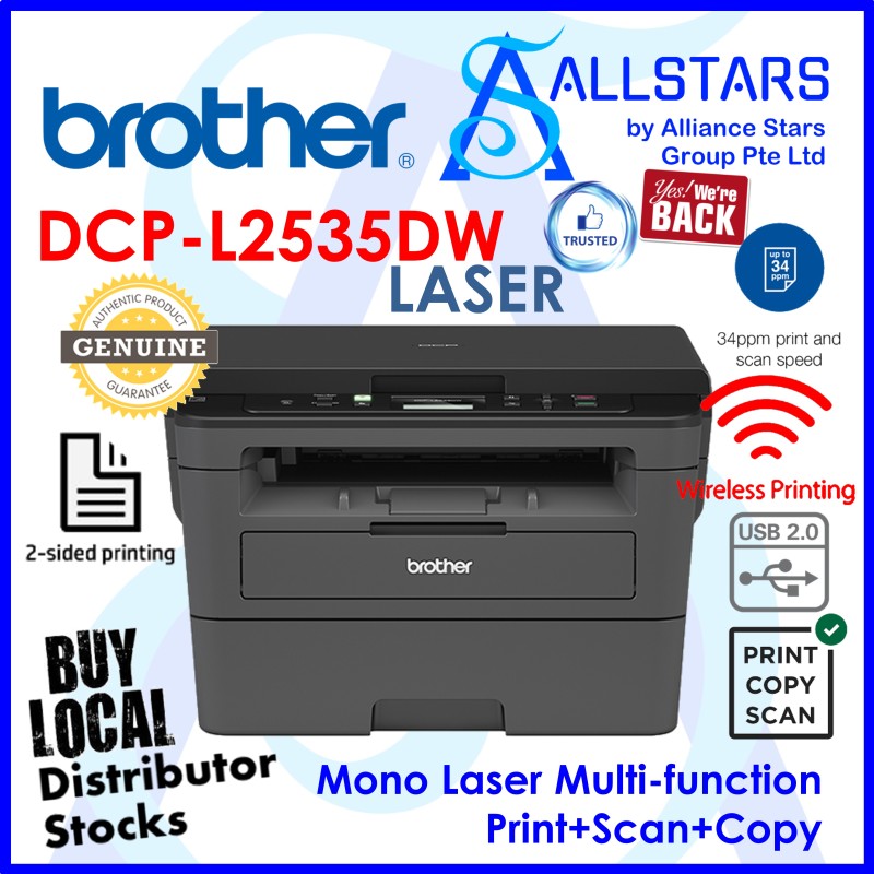 (ALLSTARS : We are Back / Printing / WFH Promo) Brother DCP-L2535DW Multi-Function Mono Laser Printer (Print / Scan / Copy / Duplex / USB & Wireless) (Warranty 3years on-site by Brother SG) Singapore