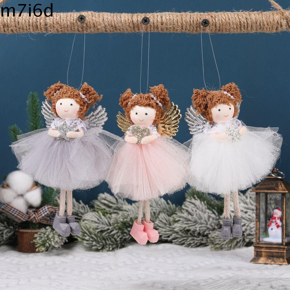 M7I6D Hoạt hình dây chuyền thiên thần bằng vải nhung lông Bền Dễ thương Đồ trang trí búp bê giáng sinh Nhiều phong cách Thủ công Đồ trang trí thiên thần giáng sinh Quà tặng giáng sinh