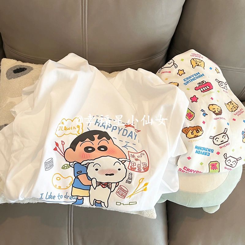 Hoạt Hình Bộ Đồ Ngủ Ngắn Tay Họa Tiết shin Cậu Bé Bút Chì Dễ Thương Thời Trang Mùa Hè Cho Nữ