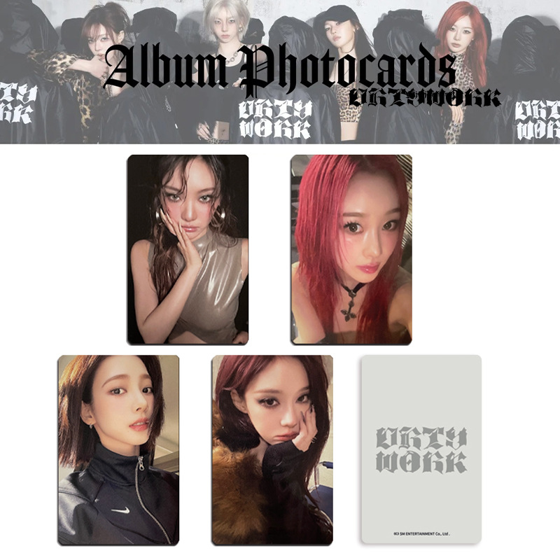 YF 4PCS/Set AESPA KARINA LOMO Card Single Album Dirty Work Postcards Collection Stars Periphery FY