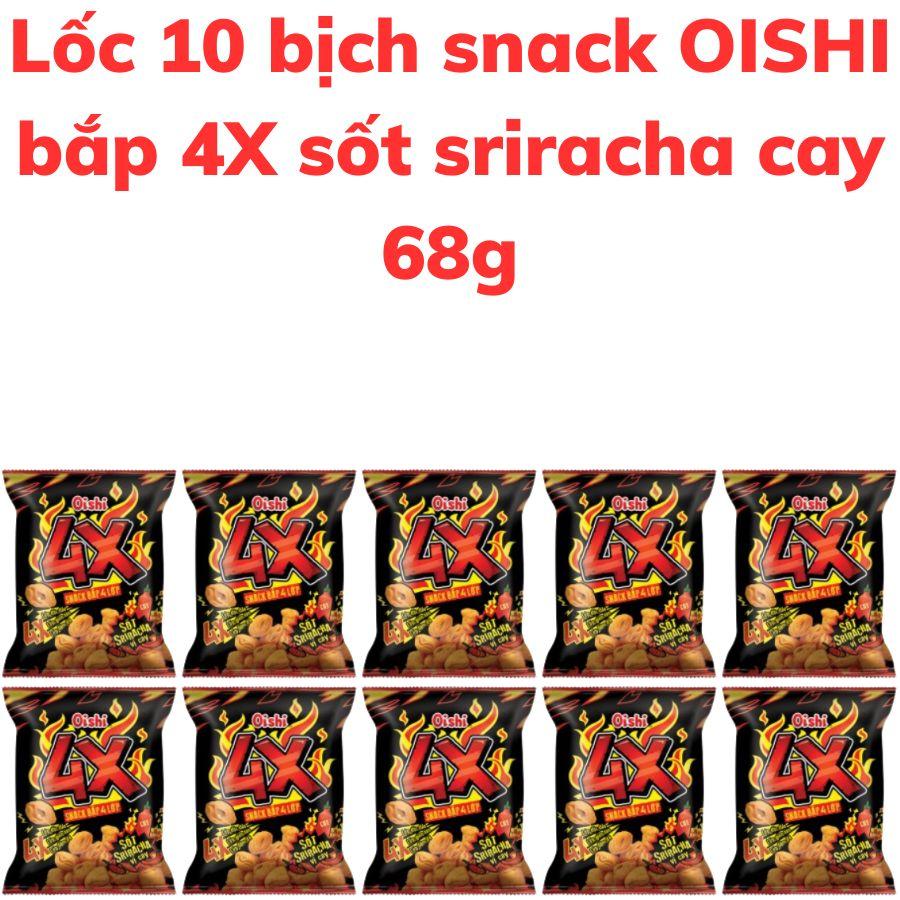 Bánh snack OISHI 4X bắp 4 lớp sốt sriracha cay bịch 68g