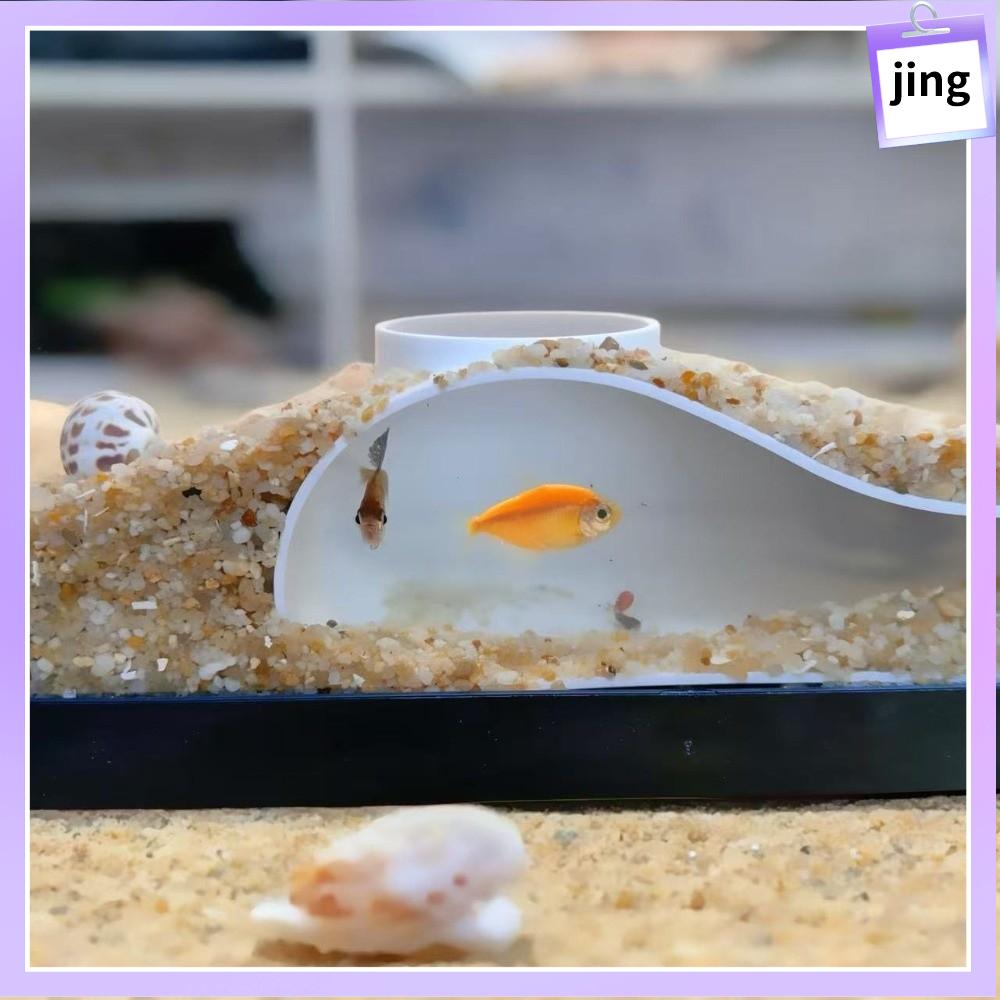 JING Đa chức năng Hang động đường hầm dưới lòng đất cho bể cá Trang trí bể cá Dưới đường hầm sỏi Nơi ẩn náu hoàn hảo cho cá tôm Quà tặng Đường cong Trang trí bể cá một lỗ