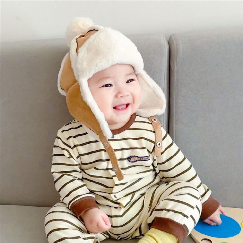 IPIE2 Ấm Thoải mái Rắn Màu Sắc Mùa đông Bảo Vệ Thiết Kế thời trang Hàn Quốc Cap Trẻ em Máy Bay Ném Bom Hat Bé Sang Trọng Hat Sang trọng Hat