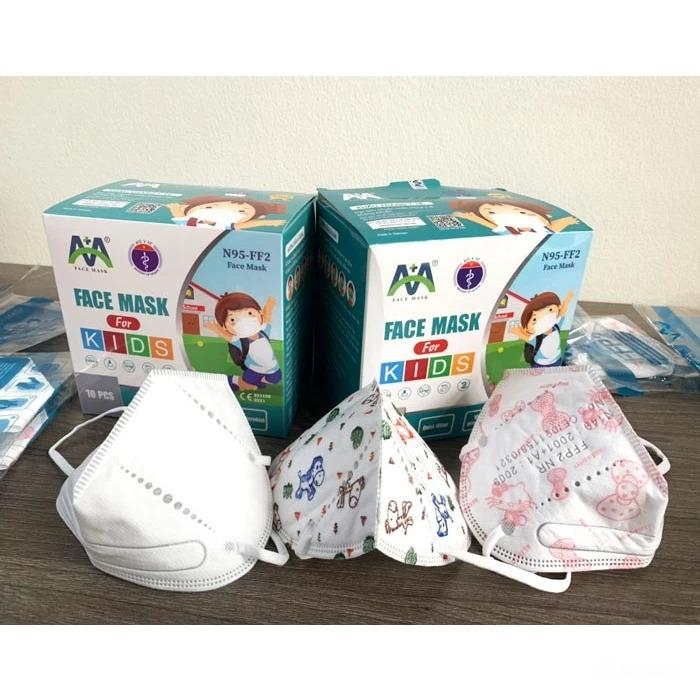 Khẩu Trang Trẻ Em N95 5 Lớp Có Van – Hộp 10 Cái Thiết Kế Thông Minh Mềm Mại Dễ Thở Không Đau Tai