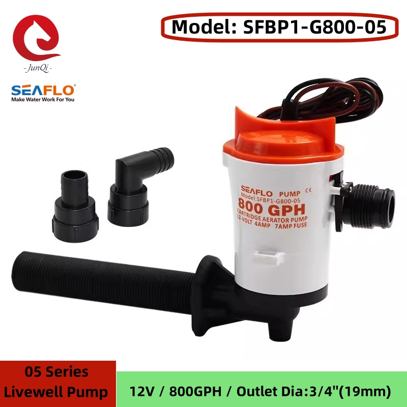 Seaflo 12V 800gph livewell sục khí bơm câu cá thuyền sống Bait Tank Aerator bơm nước Saver cá biển chìm mực