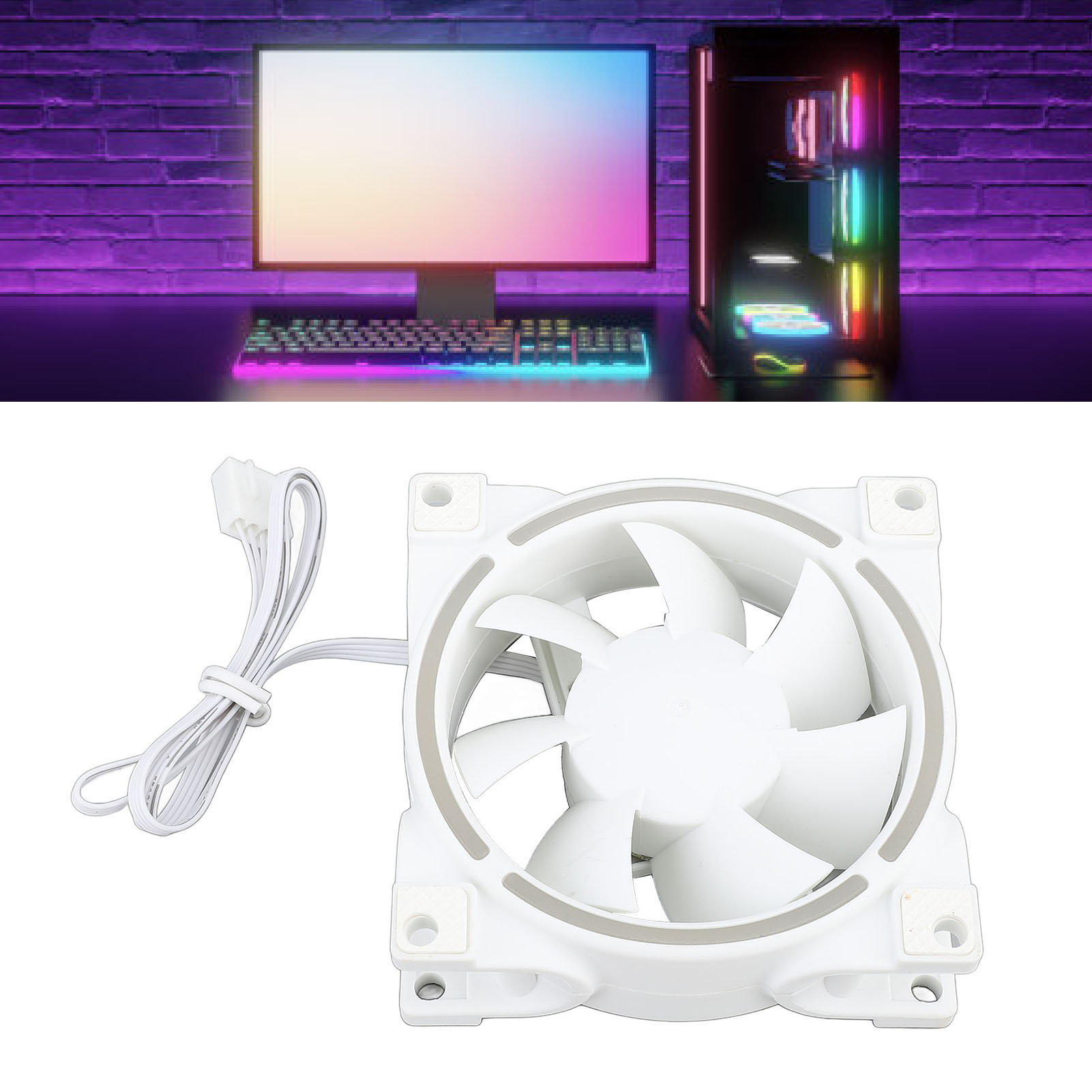 Garosa Quạt vỏ Zunate 80mm Quạt làm mát hiệu suất cao Im lặng hiệu quả với thiết kế 7 lá Quạt làm mát PC tốc độ 800‑2500RPM (Trắng) Giá 191,000 Đồng*Miễn phí vận chuyển