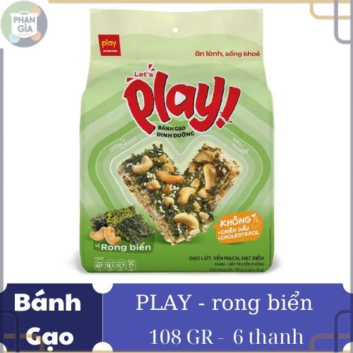 PG- BÁNH GẠO DINH DƯỠNG PLAY VỊ RONG BIỂN GÓI 108GR (6 gói x 18g) B