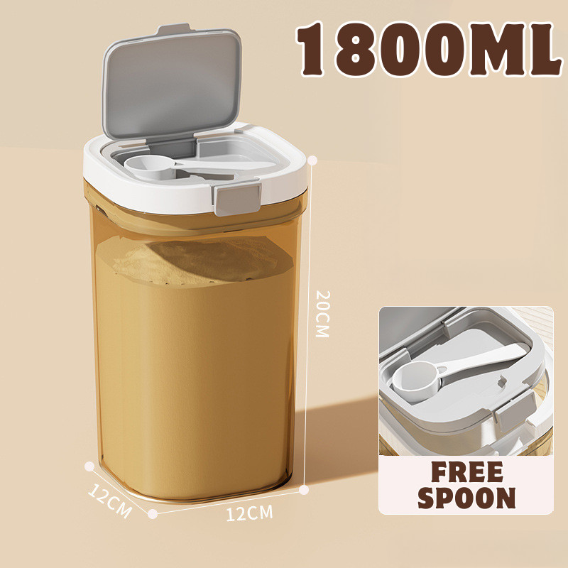 1800ml Airtight Milk Powder Container Bekas Susu Baby Kedap Udara BPA Free + Magnetic Spoon