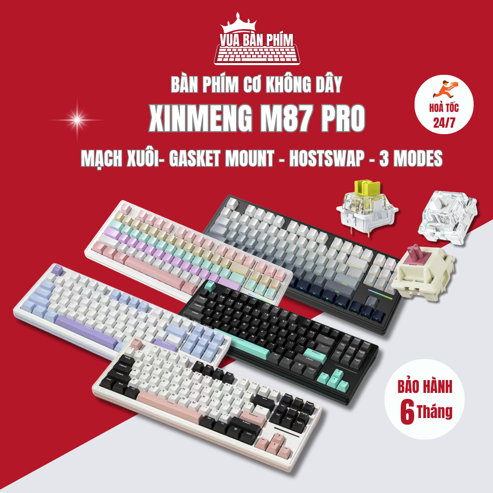 [HÀNG SẴN] Bàn phím cơ XinMeng M87 Ver 2 Pro 3 modes ,mạch xuôi, led rgb, hostswap, gasket mount, ke