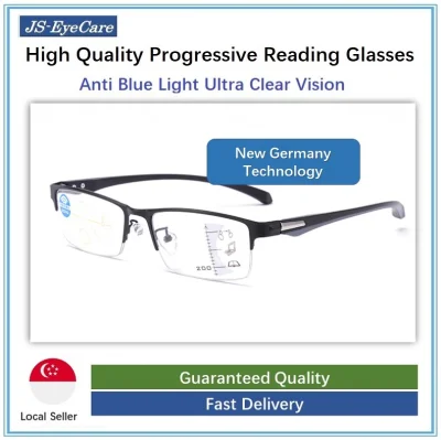(Gift for Parents) JS-EyeCare Unisex Multifocal Progressive Adult Presbyopic Presbyopia Reading Glasses Anti Blue Ray Light Spectacles (JS-042)