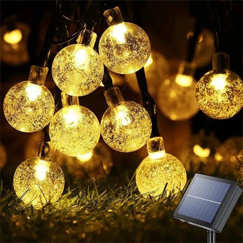 [Hot DS]ி Solar String Lights Outdoor Crystal Fairy Light Chritmas Garland 8 Modes Waterproof Patio for Garden Party Decor