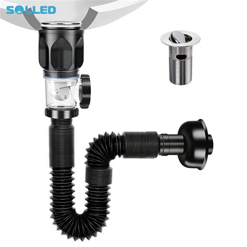 Kitchen Sink Drain Pipe Leakproof Stretchable Anti Clogging Anti Odor Design Easy Installation Flexible Drainage Pipe Bathroom Accessories