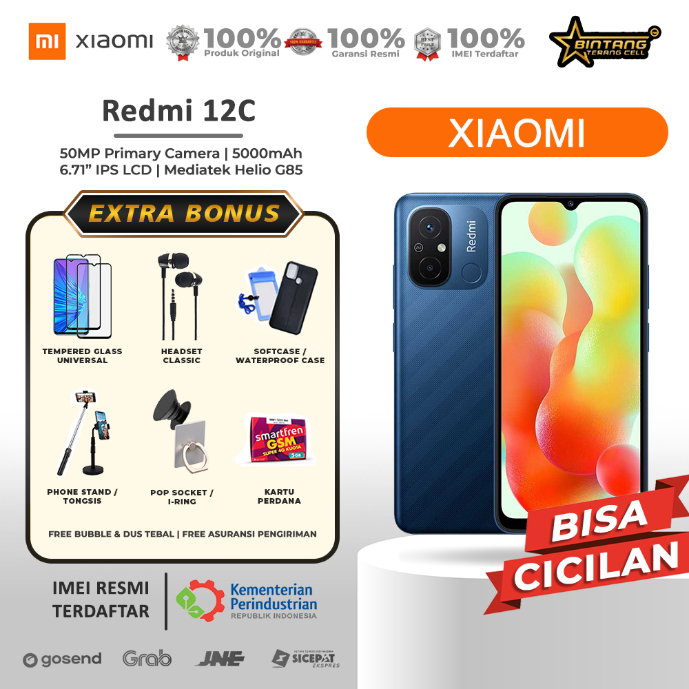 Xiaomi Redmi 12C 4/128Gb 4/64Gb 3/32Gb Redmi 9A 3/32Gb Redmi 9C 3/32Gb Official Warranty Harga  1,198,000 Ringgit*Penghantaran Percuma