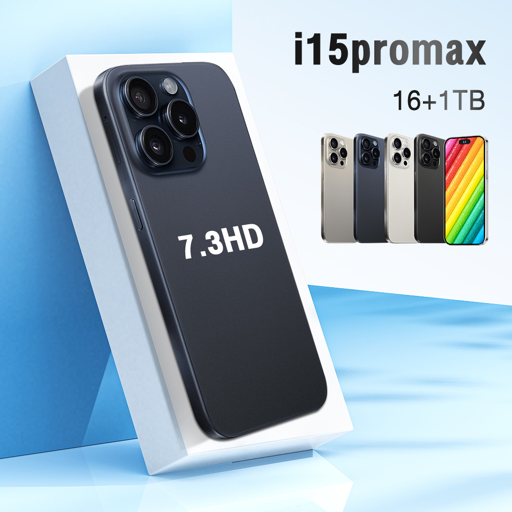 Thẻ nhớ mở rộng i15 Pro Max HD 48+72MP Camera 7.3 inch Màn hình LCD Thẻ 2SIM 12+256GB Pin bộ nhớ 8000mAh5G Điện thoại thông minh