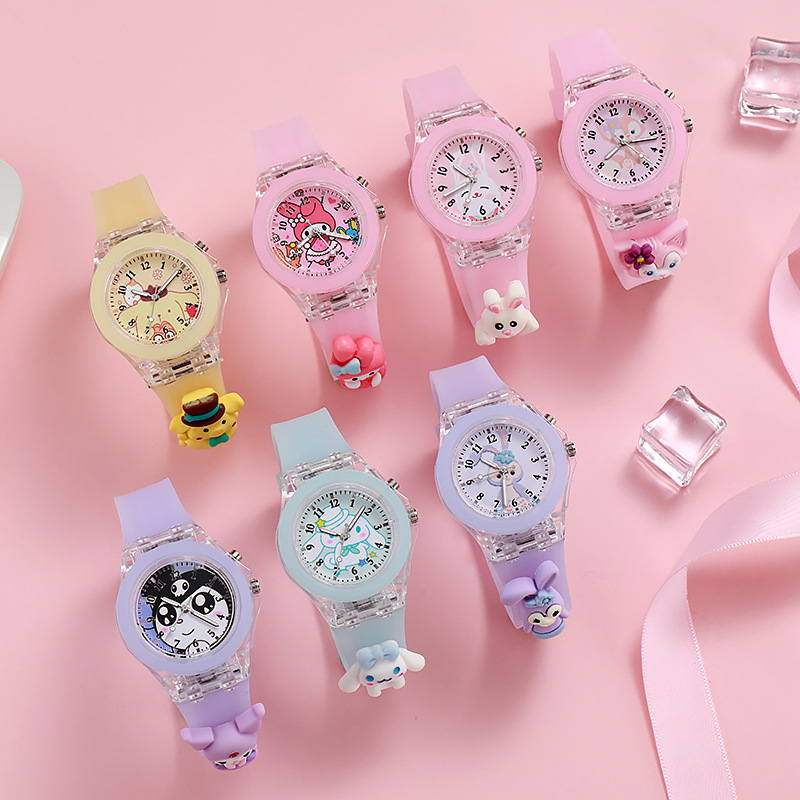 Soft Jelly Color Children's Doll Watch Luminous Colorful Flash Primary and Secondary School Students Cartoon Watch