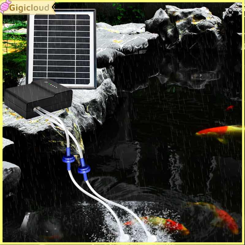 Gigicloud Aquarium Oxygen Pump Solar Powered Rainproof Energy Saving Air Pump For Aquarium Fish Tank Outdoor Pool ราคา 813 บาท*ส่งฟรี