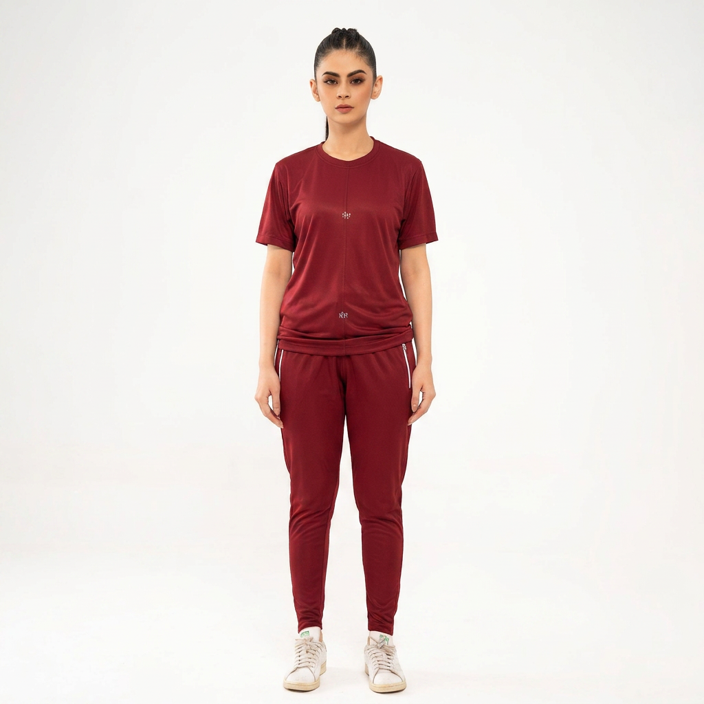 Basic Quick Dry Tracksuit for Women - Maroon