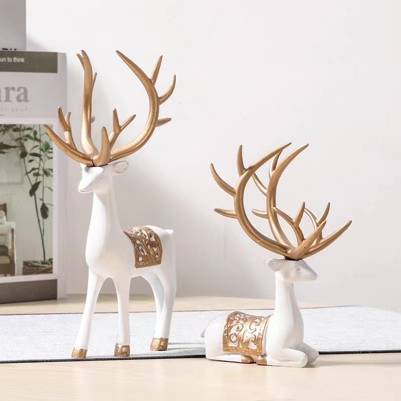 2pcs Skandinavia yang kreatif rusa ornamen dekoratif β ruang tamu resin angin mewah cahaya