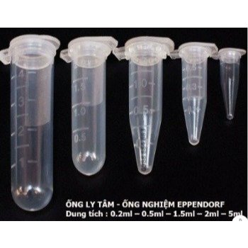 LỐC 100] Ống Ly Tâm (Eppendorf) Nắp Liền, Nhựa Trong Không Màu | 0.2ml, 0.5ml, 1.5ml, 2ml, 5ml