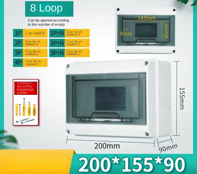 Hộp Phân Phối 8 Mạch (ABS/PC) | Hộp Phân Phối Điện Chống Nước 5-24 Mạch ABS-PC IP65 – Ngoài Trời, Gia Dụng