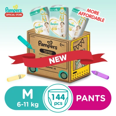 NEW Pampers Diaper Premium Care Pants M48x3 - 144 pcs - Medium Baby Diapers (6-11kg)