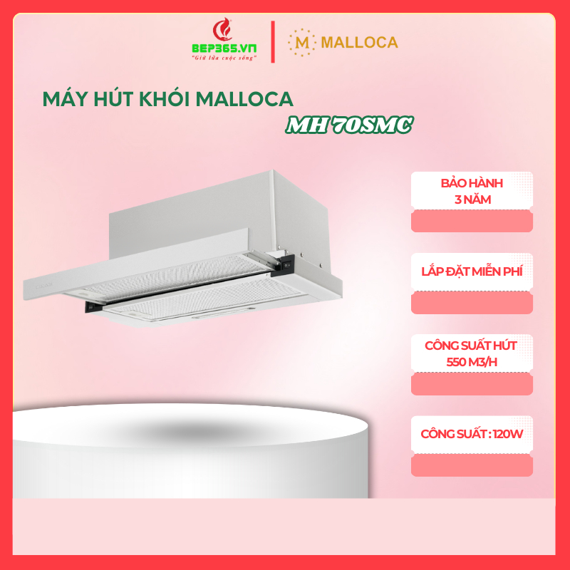 Máy hút mùi âm tủ Malloca MH 60SMC/MH 70SMC/MH 90SMC Sơn tĩnh điện xám, Công suất 550m3/h - BST
