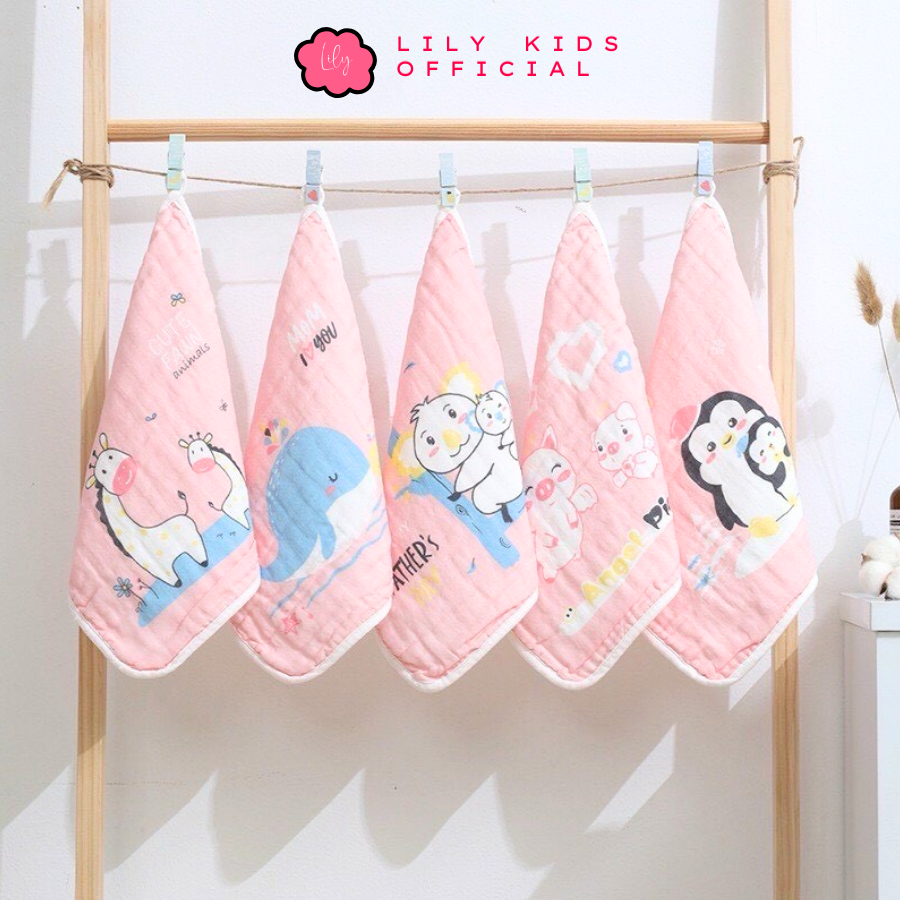 Set 5 khăn mặt xô nhăn 6 lớp