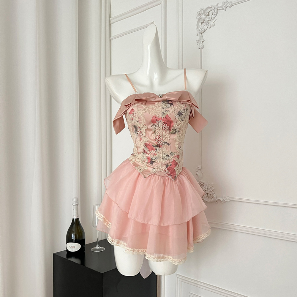 BRANCHÉ ชุดสำหรับผู้หญิงฤดูร้อนที่สง่างามเสน่ห์ดอกไม้ลูกไม้แขนกุดปิดไหล่มินิ A-Line ชั้นวันหยุดพรรคเดรส B250313 ราคา 1,017 บาท*ส่งฟรี