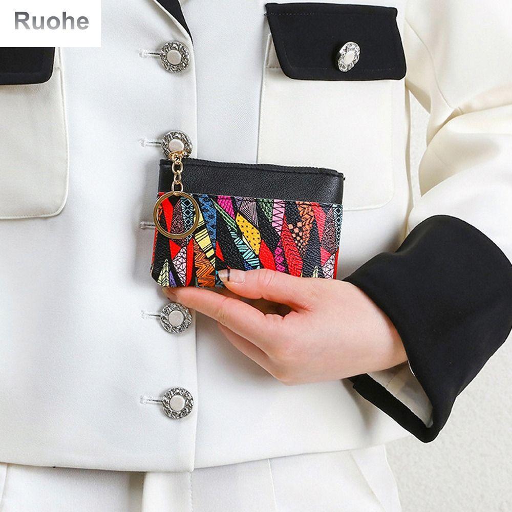 RUOHE Stripe Coin Purses PU Leather Patchwork Men s Bag Personality With