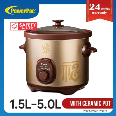 PowerPac Slow Cooker 1.5L/3.5L/5.0L with Ceramic Pot (PPSC15/PPSC35/PPCS50)