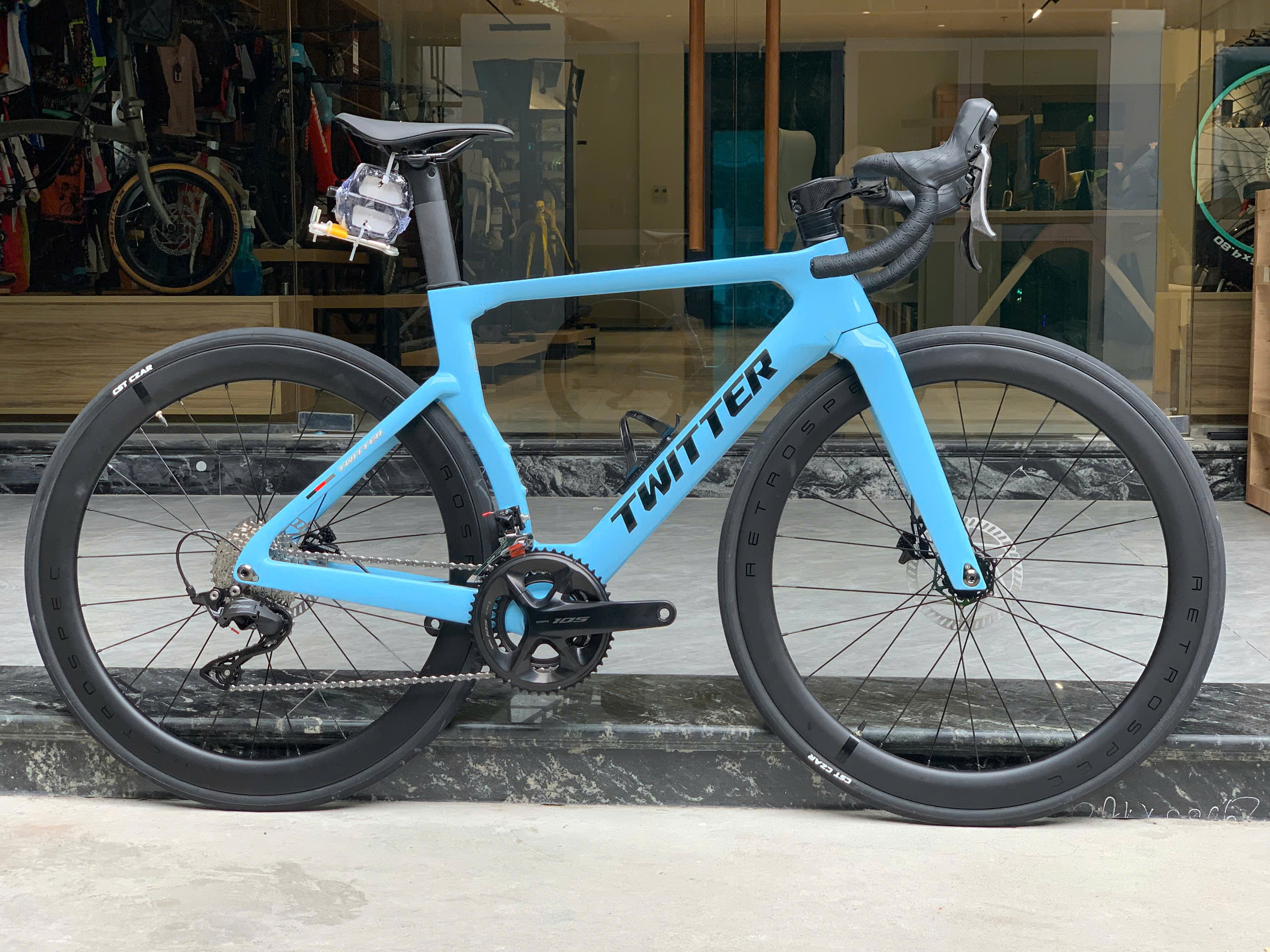 Xe Road TW T8 DISC lai 5 món 105 vành carbon 60mm phanh đĩa