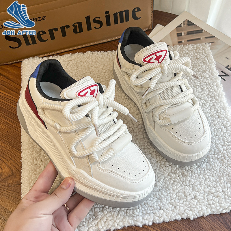 48H AFTER Platform white shoes women's casual shoes fashion bread shoes girls white sneakers women