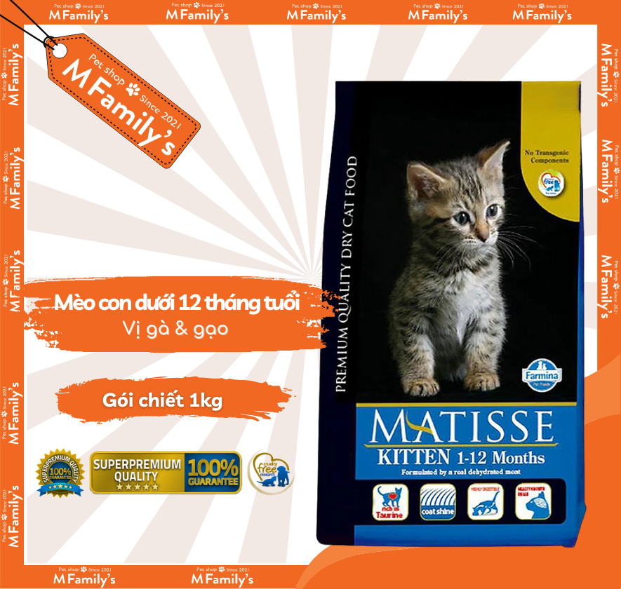 Thức Ăn Hạt Matisse Kitten dành cho Mèo con 1kg Repacked Farmina Matisse