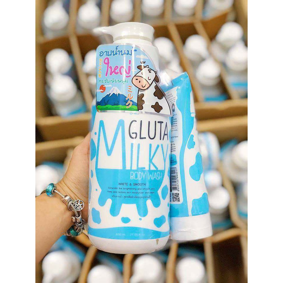 Sữa tắm sữa bò trắng da gluta milky body wash white & smooth 800ml