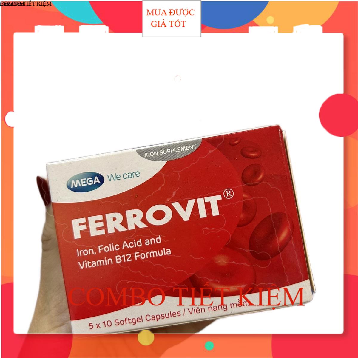COMBO 04 HỘP Viên uống bổ sung sắt và acid folic Ferrovit - hộp 50 viên - cho thai kì khoẻ mạnh - sắt hữu cơ