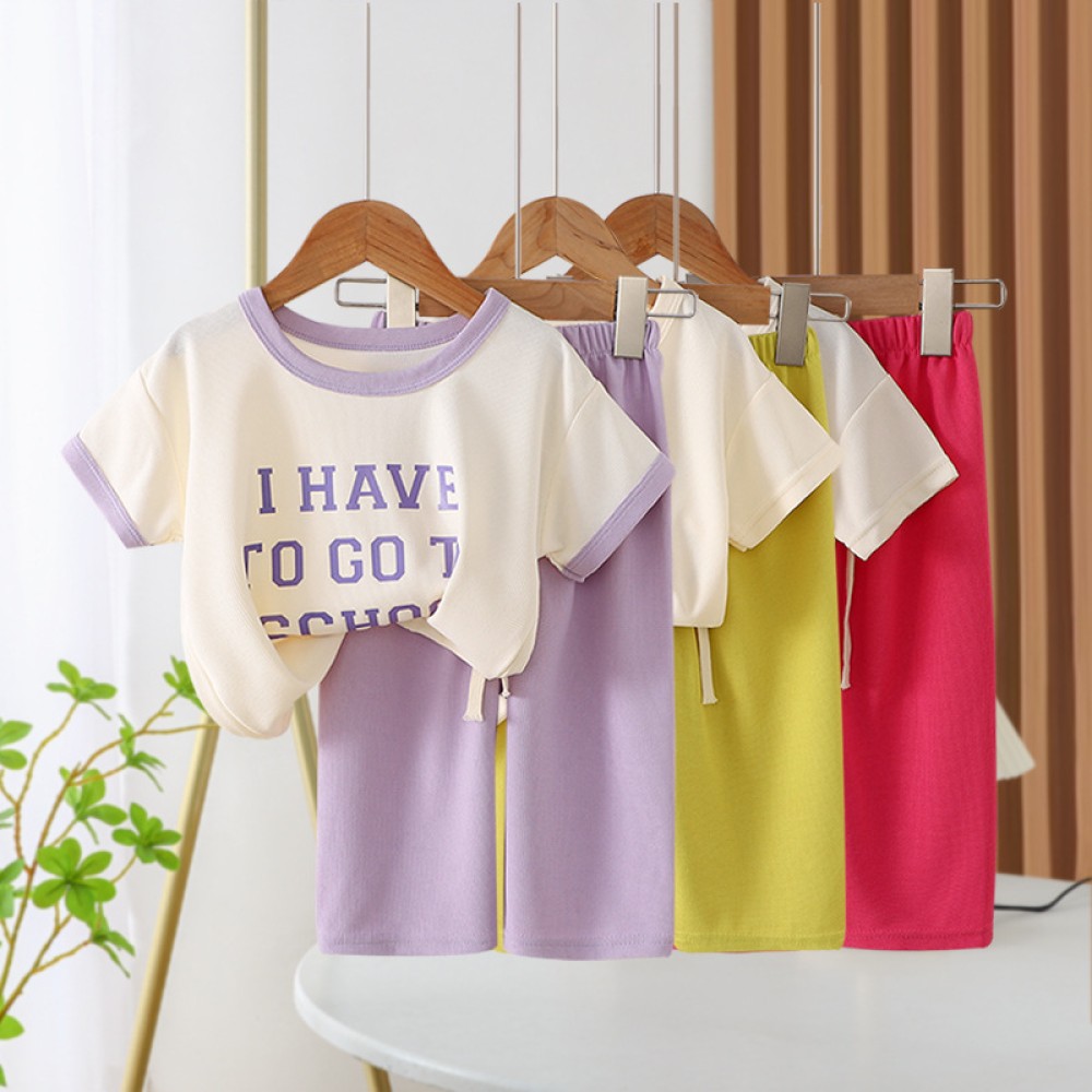 Bộ Quần Áo Bé Gái 2025 Mới Casual Thoải Mái Tay Ngắn + Quần Dài 🔥goya170🔥