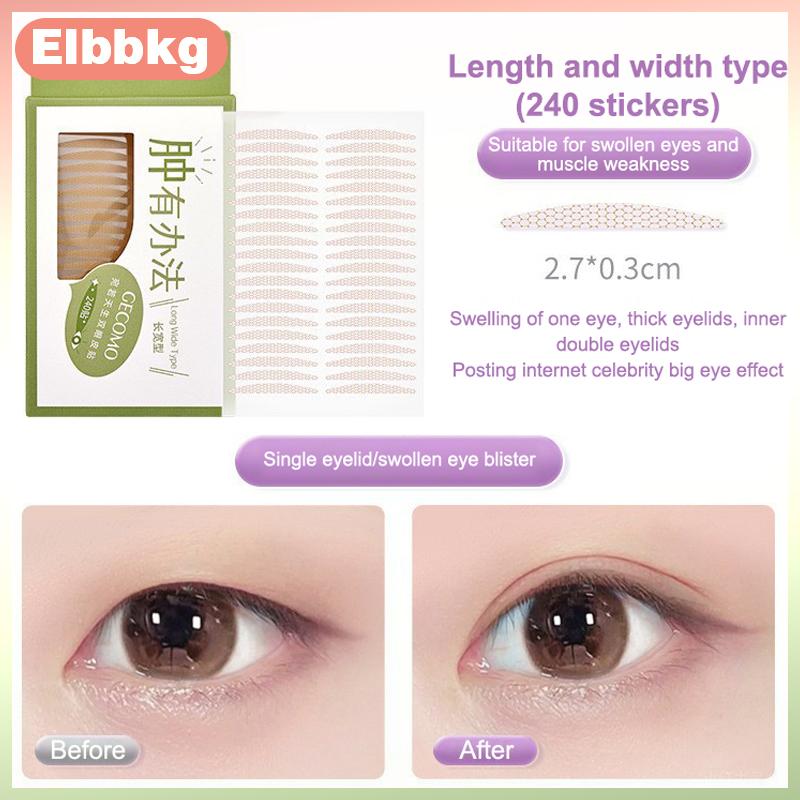 Elbbkg 240 cái Tự Dính Đôi Mí Mắt Dán Không Thấm Nước Vô Hình Sợi Lưới Ren Mí Mắt Nâng Ban Nhạc Kéo Dài Mí Mắt Băng Trang Điểm