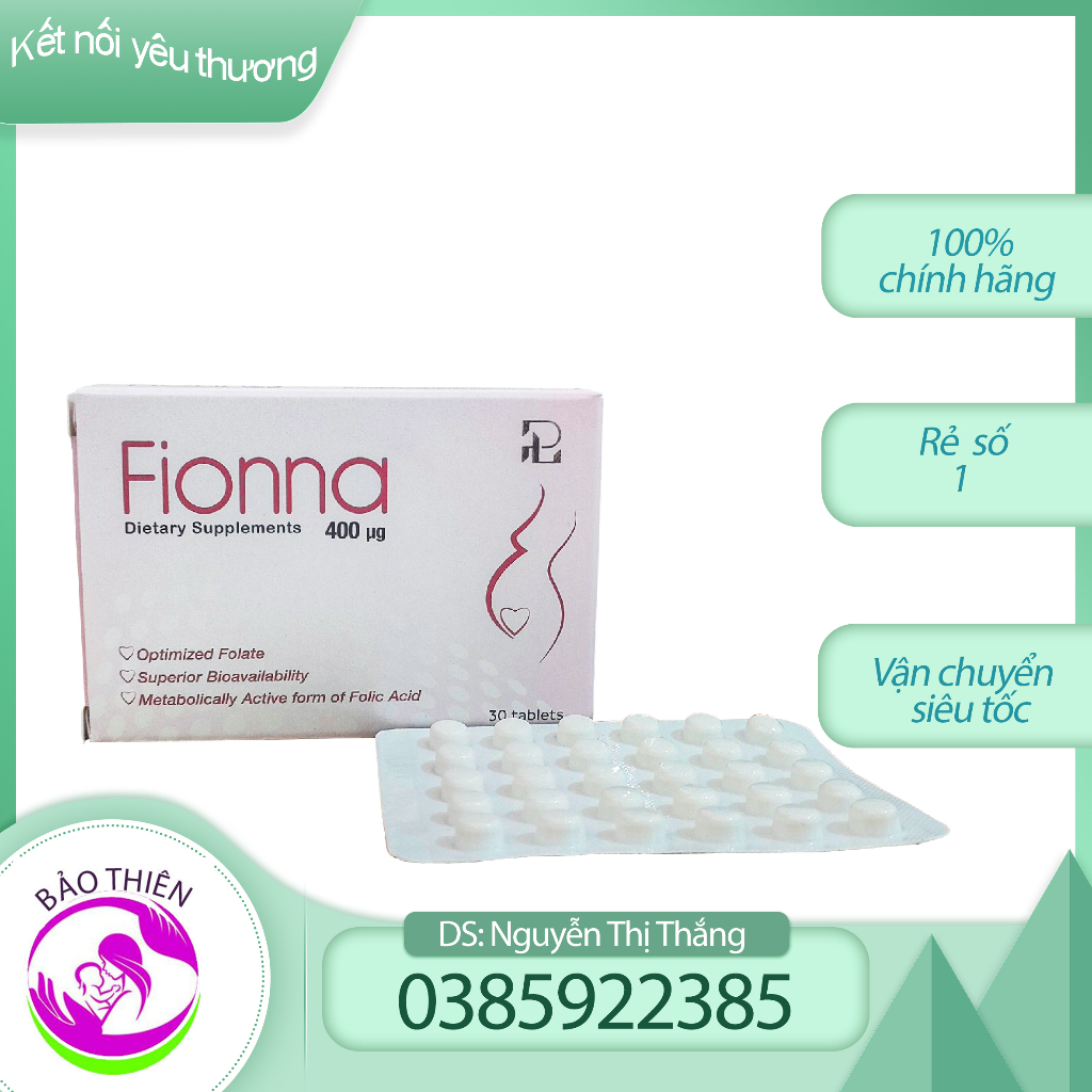 Fionna hộp 30 viên (5- MTHF) Tổng Hợp Acid Amin tăng sức đề kháng và sắt cho phụ nữ thai kì