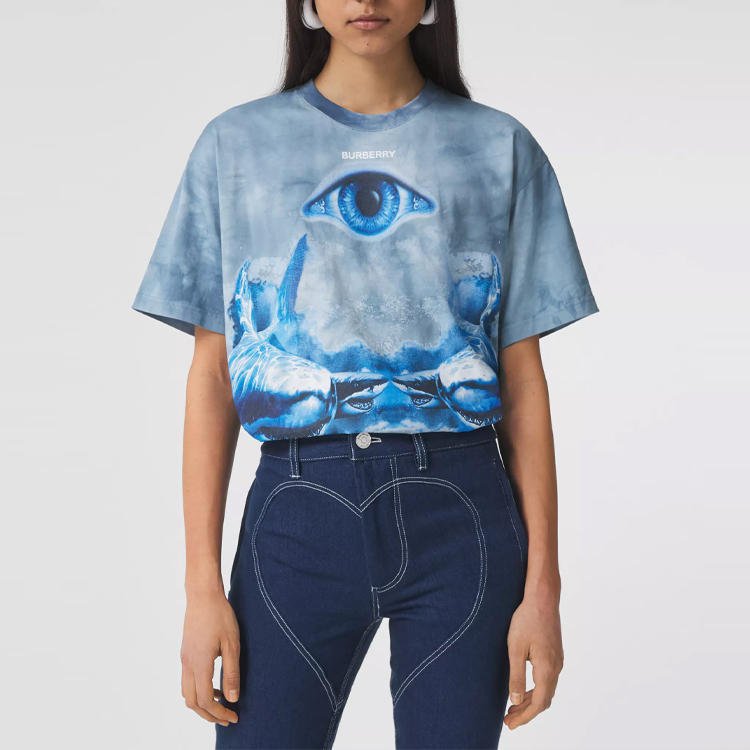 เสื้อเชิ้ต เสื้อเบลาส์สตรี burberry T Shirt ผู้หญิง Ink Blue 80407791 ราคา 34,018 บาท*ส่งฟรี