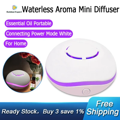 Waterless Aroma Mini Diffuser Essential Oil Portable Nebulizer Aromatherapy Oil Diffusion For Home Two Connecting Power Mode White