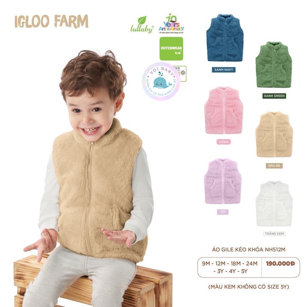 Áo gile lông kéo khoá Lullaby Cho bé NH512M
