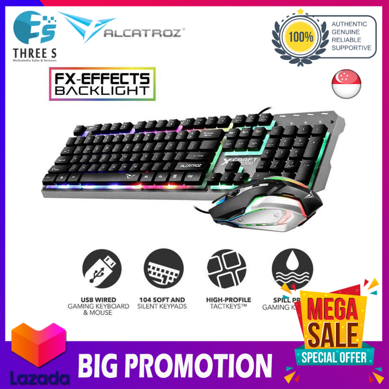 Alcatroz X-Craft XC3000 Spill Proof Gaming Keyboard and Gaming Mouse with 7 Colour FX Light Effect Singapore