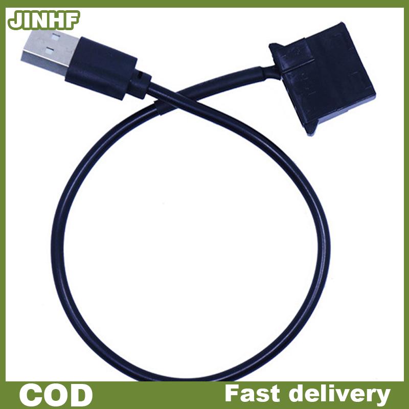 JINHF USB to Molex 4 Pin PC Computer Cooling Fan 1 Feet Connector Cable Adapter Cord ราคา 18 บาท*ส่งฟรี