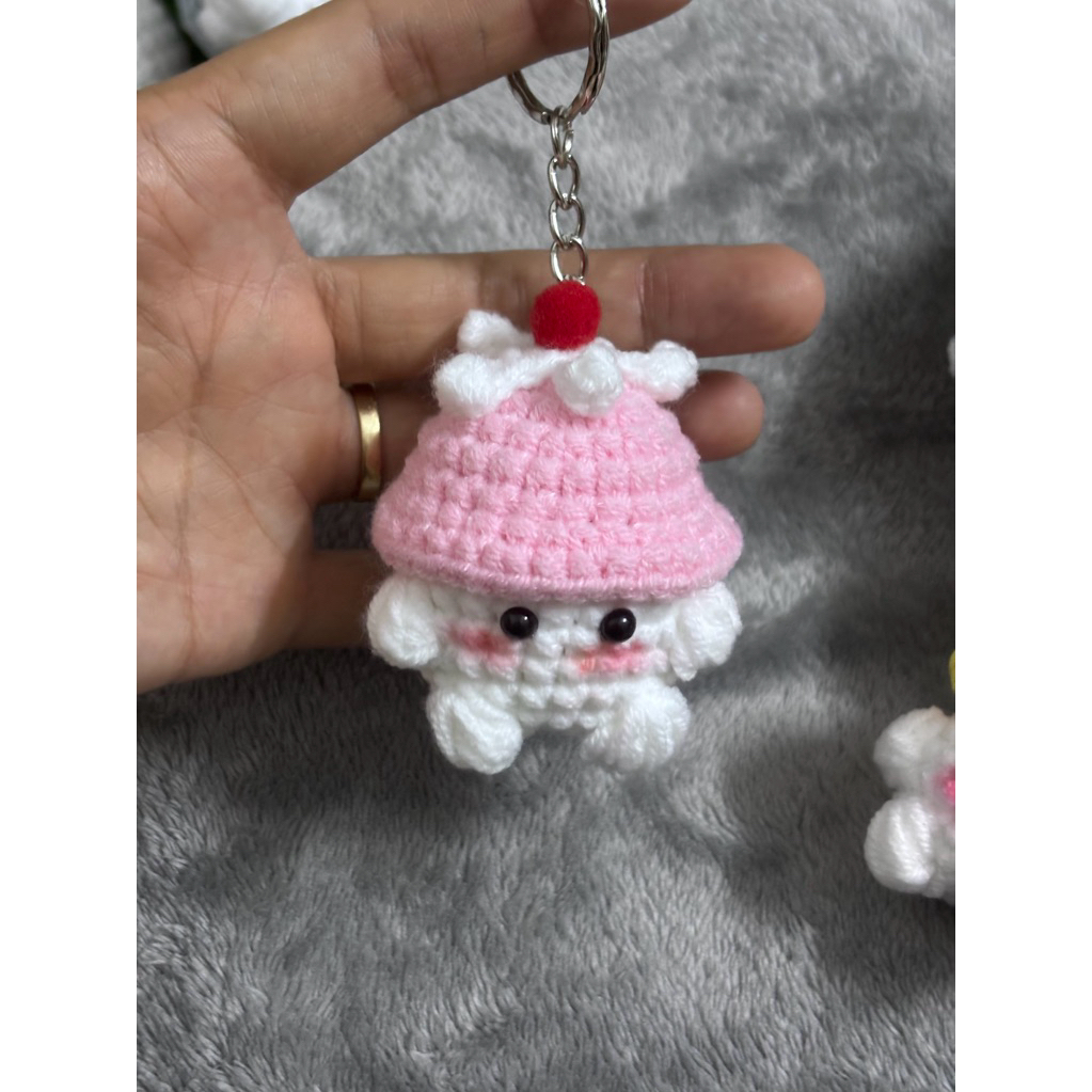 Móc khóa nấm bằng len móc khóa mini móc khóa handmade