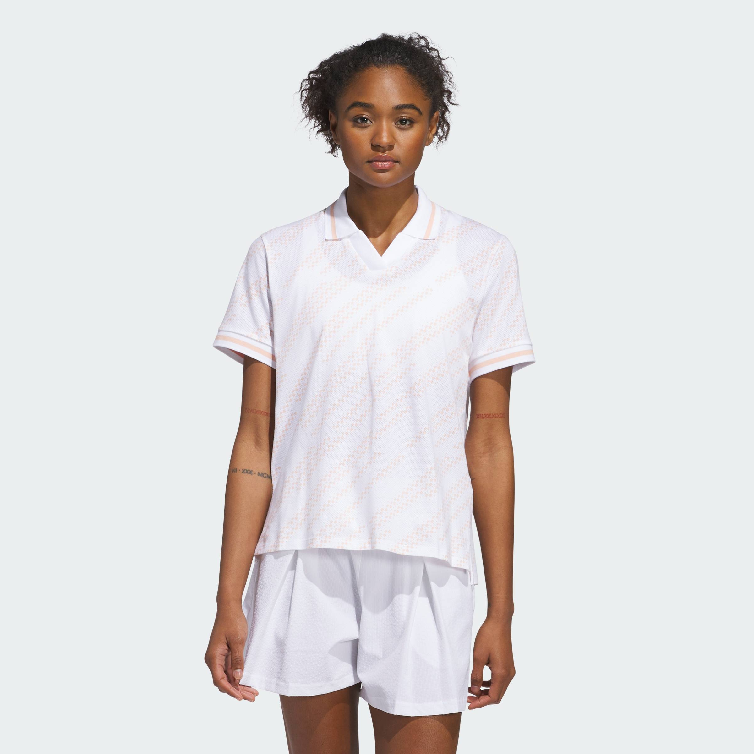 [24.4-MUA 3 GIẢM 30%+VOUCHER 10%] adidas Đánh gôn Áo Polo Họa Tiết Go-to Nữ trắng JC9231