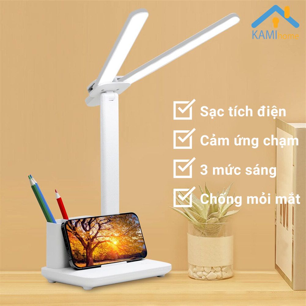 Đèn học để bàn chống cận thị Pin sạc tích điện 1.200mAh bóng led cảm ứng không tỏa nhiệt
