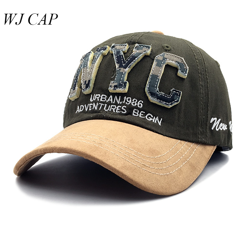 【WJ】tthêu chữ cái NYC bóng chày mũ Mũ lưỡi trai ngụy trang thời trang