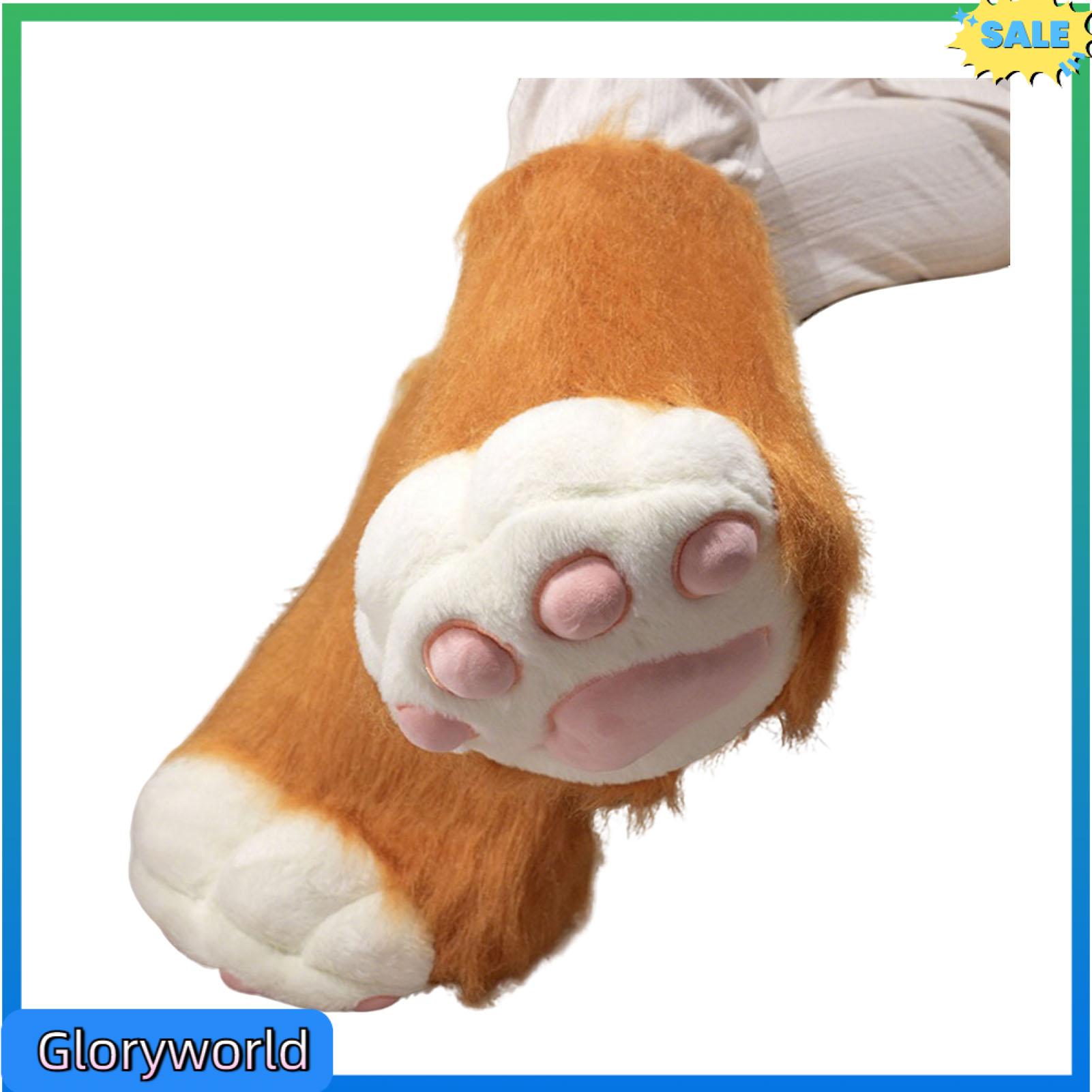 Gloryworld Cosplay Animal Paws Gift for Cosplay Fans 1pc Cute Plush Animal Paw Gloves Furry Cat Paw Cosplay Accessories Soft Fuzzy Boot Gloves for Costume Parties Animal Theme Events Halloween and Role Play